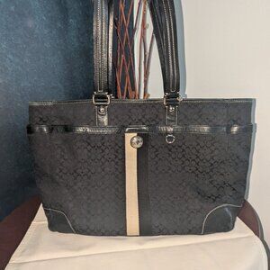 Coach Canvas Large Shoulder Bag Purse - black signature